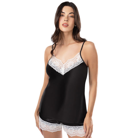 PIJAMA CORTA SATIN ENCAJE