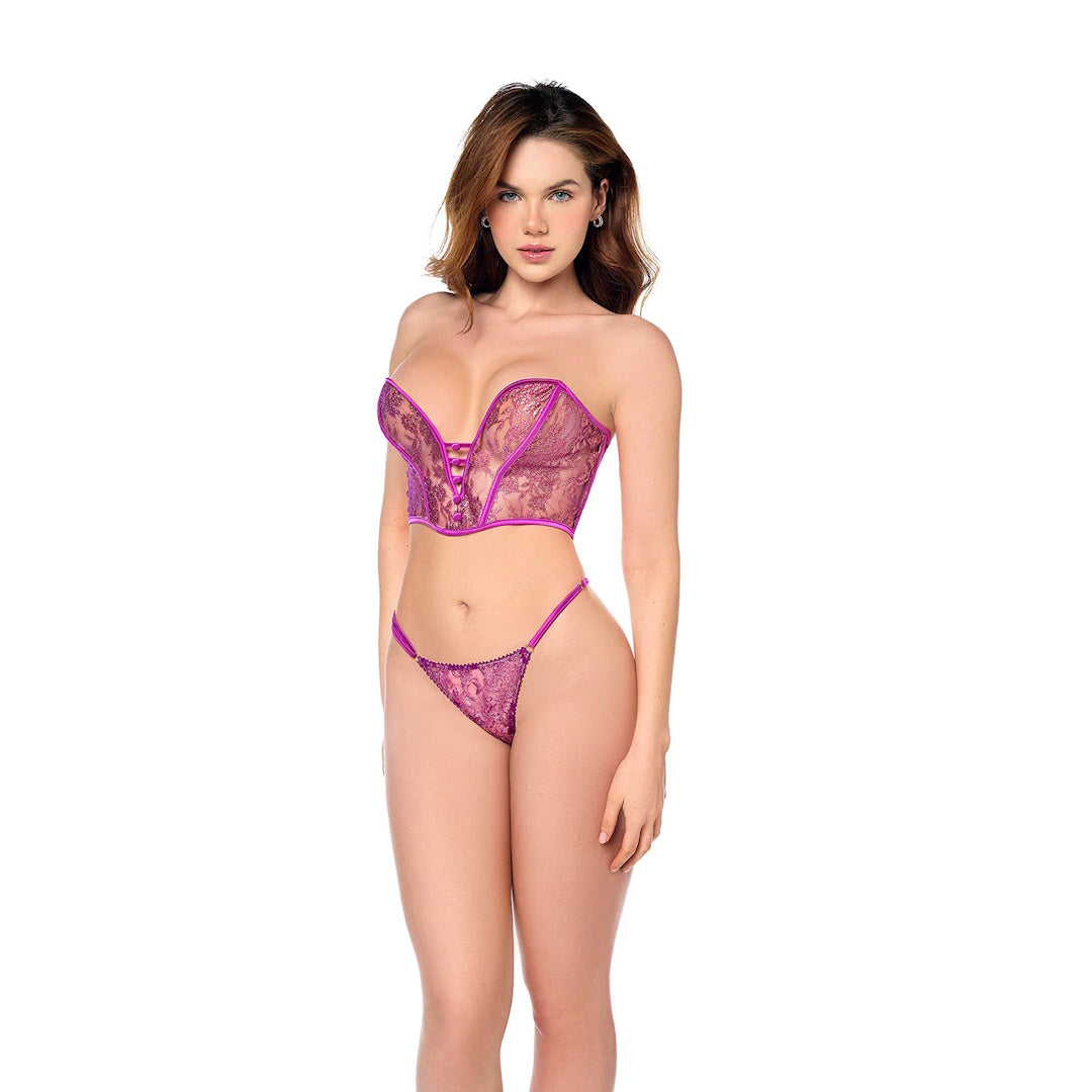 CONJUNTO BUSTIER TANGA LUREX